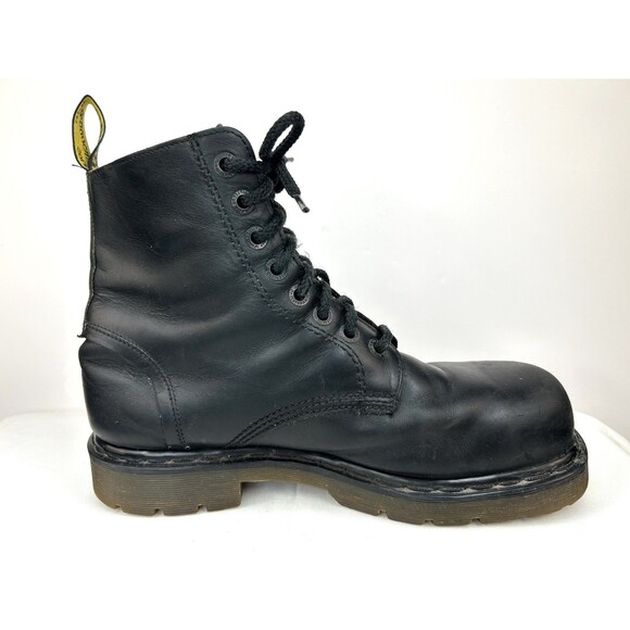 Vtg Dr. Doc Martens Black Steel Toe Work Boot Men's UK 10 Slip Resistant England - Picture 8 of 14